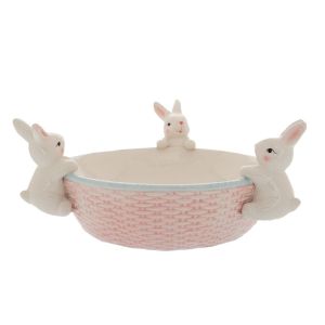 CERAMIC PINK BUNNY BOWL 29X13CM