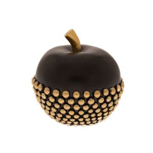DECO BLACK RESIN APPLE WITH GOLD DETAILS 13X13X13CM