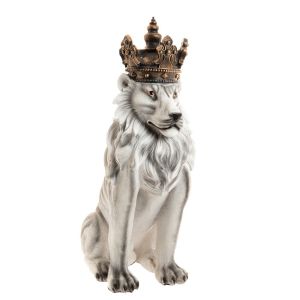 DECO POLYRESIN LION WITH CROWN 50X30X80CM