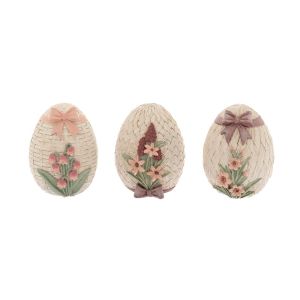 EASTER RESIN EGGS WITH FLOWES 9X8X10CM