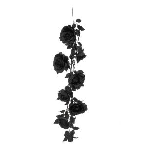 GARLAND WITH VERY BIG BLACK ROSES 200CM