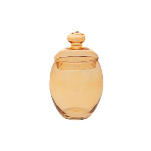GLASS AMBER CANDY JAR WITH LID D:14.5 19X24CM