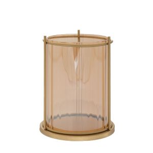 GOLD METAL CANDLE HOLDER WITH GLASS 12X20CM