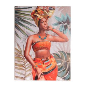 OIL PAINTING ON TOP OF PRINTED CANVAS OF AFRICAN WOMAN 90Χ3Χ120CM