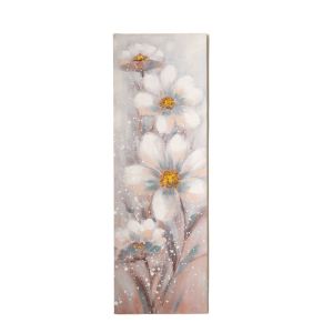 OIL PAINTING ON TOP OF PRINTED CANVAS OF WHITE FLOWERS 40X3Χ120CM