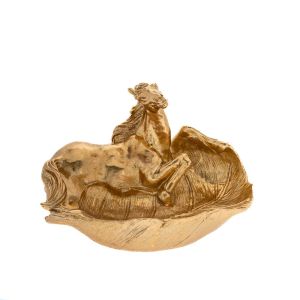 RESIN GOLD LEAF WITH HORSE 23x17x12.5CM