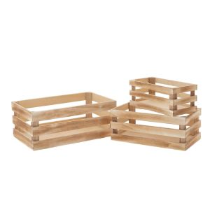 Комплект от 3 естествени дървени кутии 33x19x13 см, 28x15x11 см, 23x11x9 см