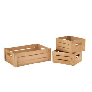 Комплект от 3 естествени дървени кутии L:31x20x10 см, 2XS18x14x9 см