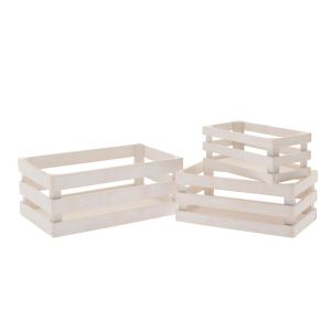 Комплект от 3 бели дървени кутии 33x19x13 см, 28x15x11 см, 23x11x9 см