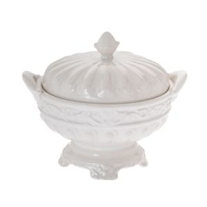 WHITE CERAMIC CANDY JAR WITH LID D20X17CM