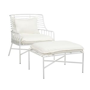WHITE METAL ARMCHAIR WITH WHITE PILLOW 70Χ68Χ79CM.