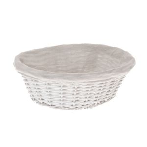 WHITE WILLOW OVAL BASKET WITH FABRIC LINING 40Χ30Χ15CM