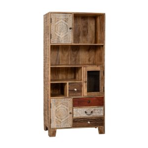 WOODEN BROWN BOOKCASE W DRAWERS 80x40x170CM