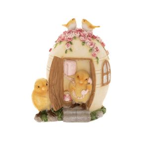YELLOW RESIN BABY CHICKS IN EGG HOUSE 10X10X12CM