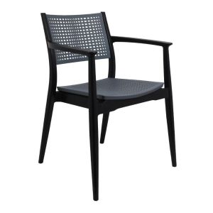 Градински стол Best черен цвят със сива седалка