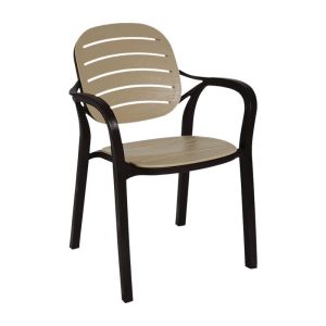 Градински стол Rusty с кафява основа и седалка в бежов цвят 57.5x58x84cm