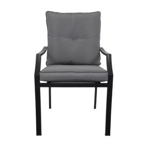 Градински стол с черна метална рамка и сиви възглавници 56x66x90cm