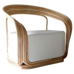 Кресло DUCHESS естествен ратан и седалка в бяло hm9478