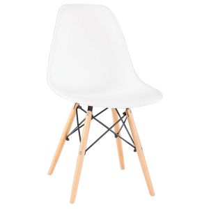 Трапезен стол art бяла седалка с естествени крака 46.5*53.5*80