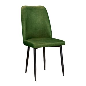 Трапезен стол mollie зелена дамаска с черни крака 47x50x92см