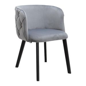 Трапезен стол Noelle със сива текстилна дамаска 55x52x76cm