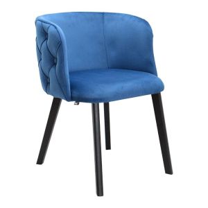Трапезен стол със синя дамаска noelle 55x52x76cm