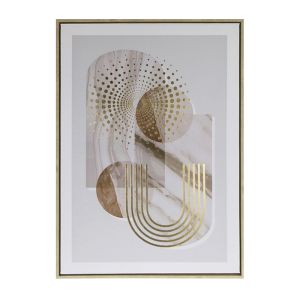 CANVAS PAINTING WITH FRAME SHAPE-MARBLE BEIGE-GOLD - 50x70cm