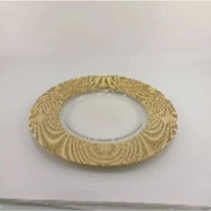 CLEAR GLASS PLATE WITH GOLD RIM D33CM