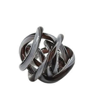 DECORATIVE FLOOD GLASS KNOT BLACK WITH WHITE LINES SMALL - Φ12cm