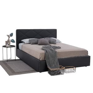 Evelyn BLACK LEATHER BED WITH STORAGE SPACE 174*217*105 (160*200)