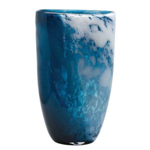 GLASS VASE CLEAR BLUE/WHITE FROST ART LARGE - 24x17.5x38.5cm