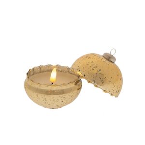 LED GOLD GLASS BAUBLE CANDLE 9CM