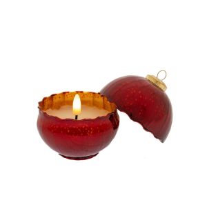 LED RED GLASS BAUBLE CANDLE 9CM