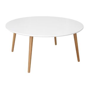 LIVING ROOM TABLE ROUND F90 WHITE WITH NATURAL LEGS 90*90*45
