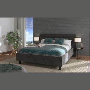 LOZANA BED DARK GRAY FABRIC WITH BLACK LEGS 193*214*110 (160*200)