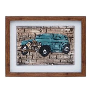 PICTURE IN WOODEN FRAME/GLASS - CAR 40x30cm 32KB
