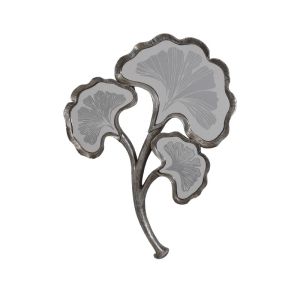 POLYRESIN FLOWER WALL DECOR WITH MIRROR 20968 SILVER 29.5*2.8*37 bf