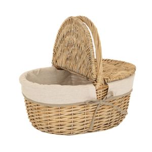 WILLOW PICNIC BASKET WITH FABRIC AND HANDLE 45X34X21CM