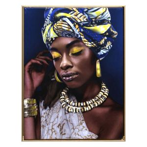 Африканска картина с 3D детайли - дигитален принт в рамка, размери 63x83x3.5 см