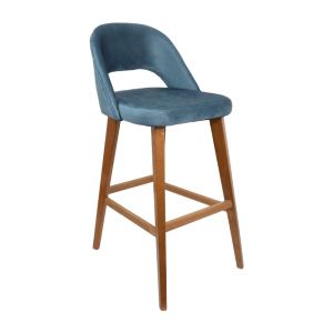 Бар стол T-5 Lux син текстил със златисти крака 43х40х103см