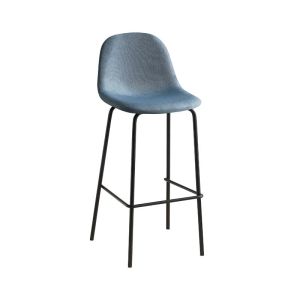 Бар стол сиво-син ттекстил с метална рамка 49х45х105см