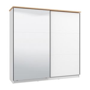 Гардероб VALENCIA 220 с огледало WHITE-ARTISAN OAK-WHITE MAT 220*62.5*214cm