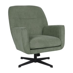 Зелен въртящ се фотьойл с черна метална основа Rachel76x80x91.5см
