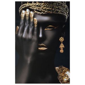 Картина на жена в черно-злато с 3D детайли - дигитален печат 60x90x2.5
