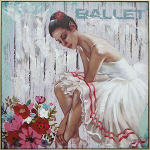 Картина платно Балерина с цветя 101.5x101.5x5 см