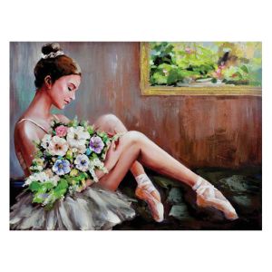 Картина платно балерина с цветя 80x60 см