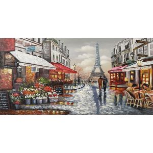 Картина платно Двойка разхождаща се в Париж - 120x60 см