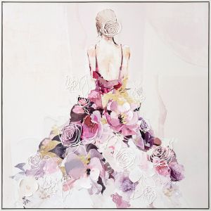 Картина с рамка жена с цветна рокля - 100х100см