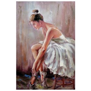 Картината на платно 'Балерина на пионки на стол' - размери 60x90 см
