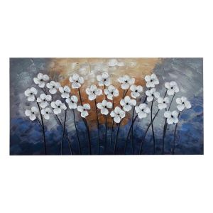 Картината на платно 'Бели цветя' - размери 120x2.8x60 см